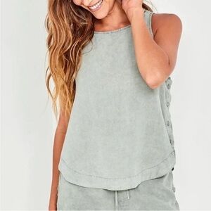 Bella Dahl buttoned side tank 100% tencel